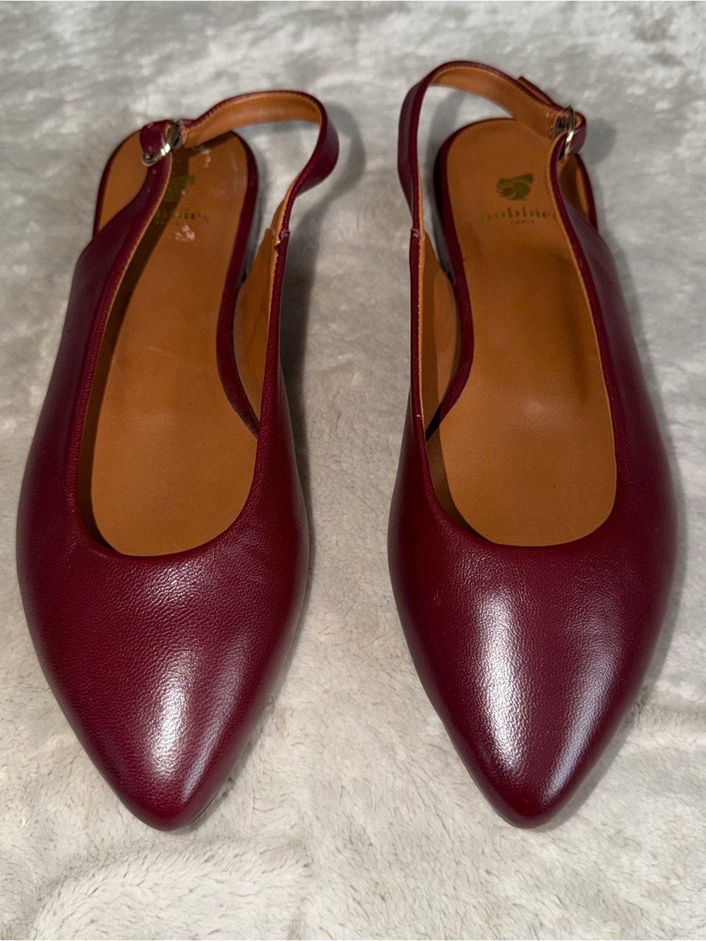Bobbies Paris Anouk Square Toe Ballet Flats In Garnet Wimen’s Size 39 - Picture 3 of 10